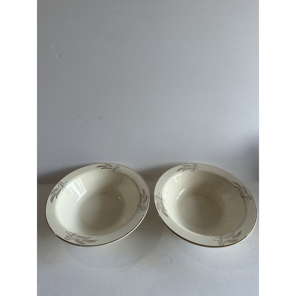 VTG 1950s Lifetime China‎ PRAIRIE GOLD 9" SET/2 Gold Wheat Salad/ Serving Bowl
